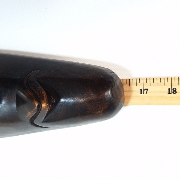 Vintage Handcarved Hand Painted African Wood Mask Black and Brown Tribal - Picture 8 of 9